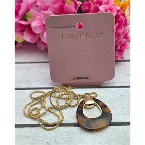 Emberly Gold Tone Tortoise Pendant Necklace 36 In Long Statement Round Box Chain